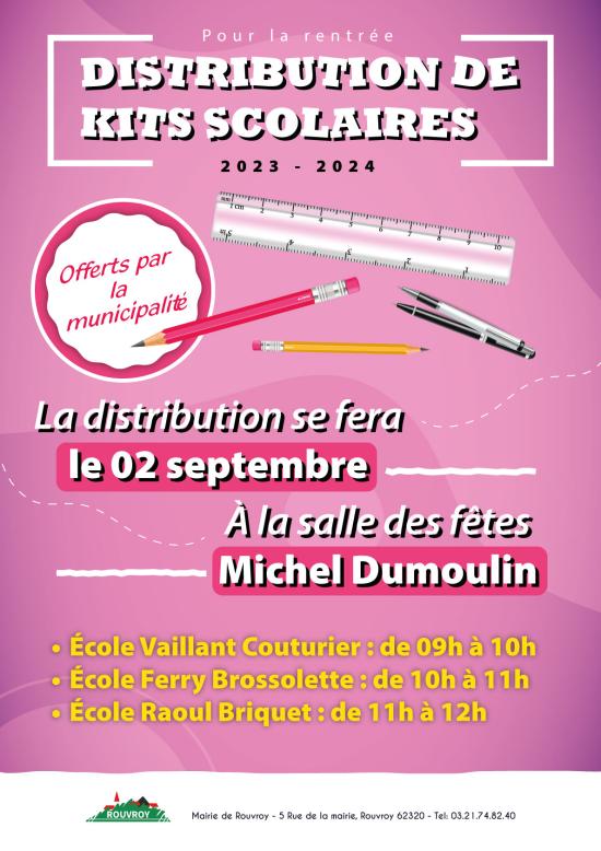 Distribution de kits scolaires Ville de Rouvroy